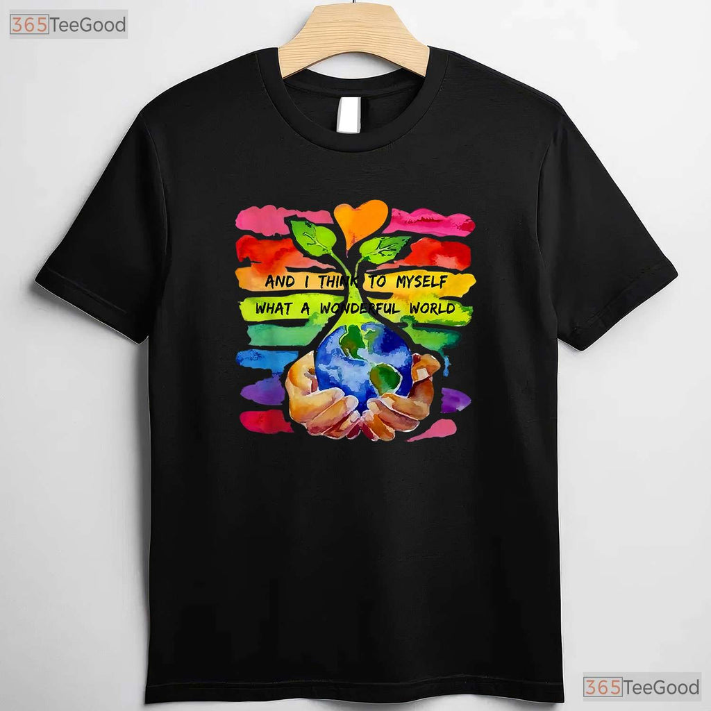 What A Wonderful World Earth Day T-Shirt Vintage Musical Lyric Nature Lover Graphic