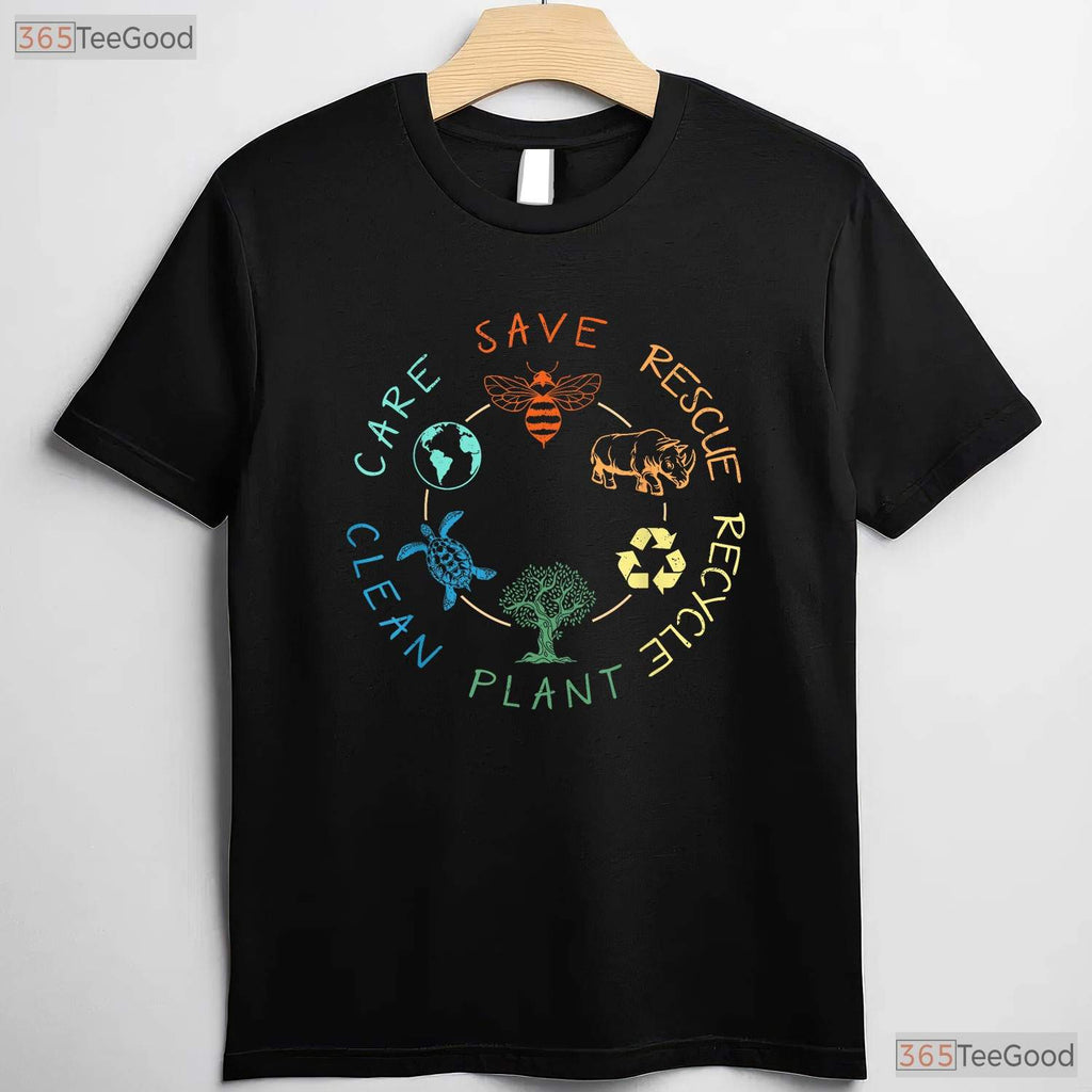 Save Bees Rescue Animals Recycle Plastic Earth Day T-Shirt Eco Activist Nature Tee