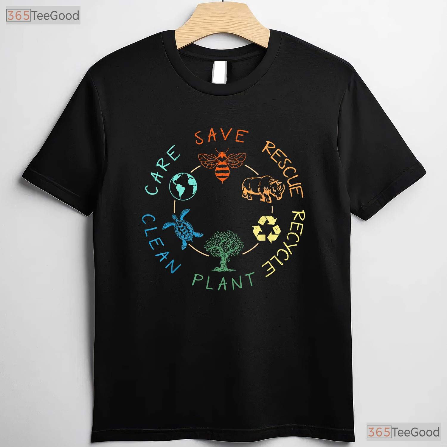 Save Bees Rescue Animals Recycle Plastic Earth Day T-Shirt Eco Activist Nature Tee