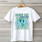 Earth Day Everyday Smiley Face T-Shirt Hippie Planet Anniversary Retro 70s Graphic
