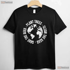 Save Bees Plant Trees Clean Seas Earth Day T-Shirt Environmentalist Eco Tee