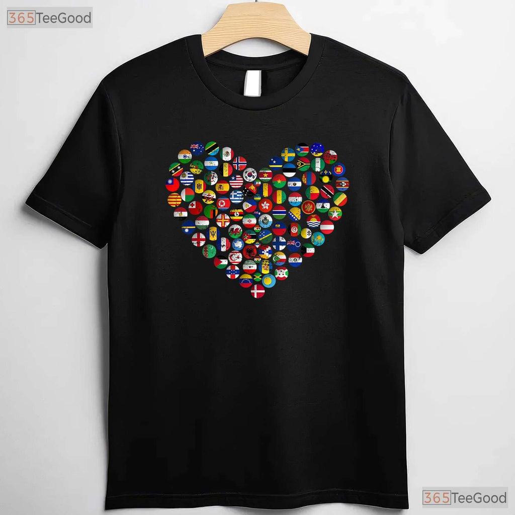 United World Flags Earth Day T-Shirt International Peace Unity Planet Gift