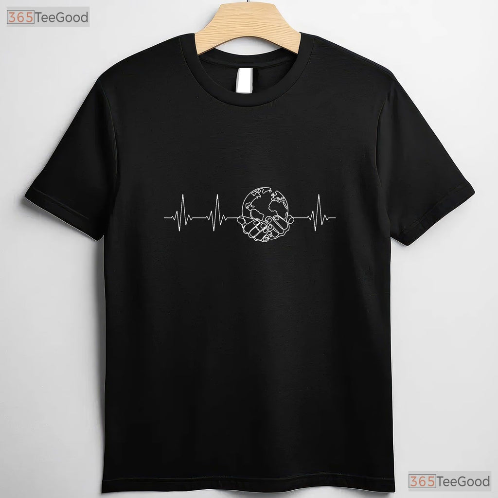 Save The Planet Heartbeat Earth Day T-Shirt Environmental Nurse Doctor Tee