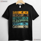 Save Bees Rescue Animals Recycle Plastic Earth Day T-Shirt Eco Activist Tee