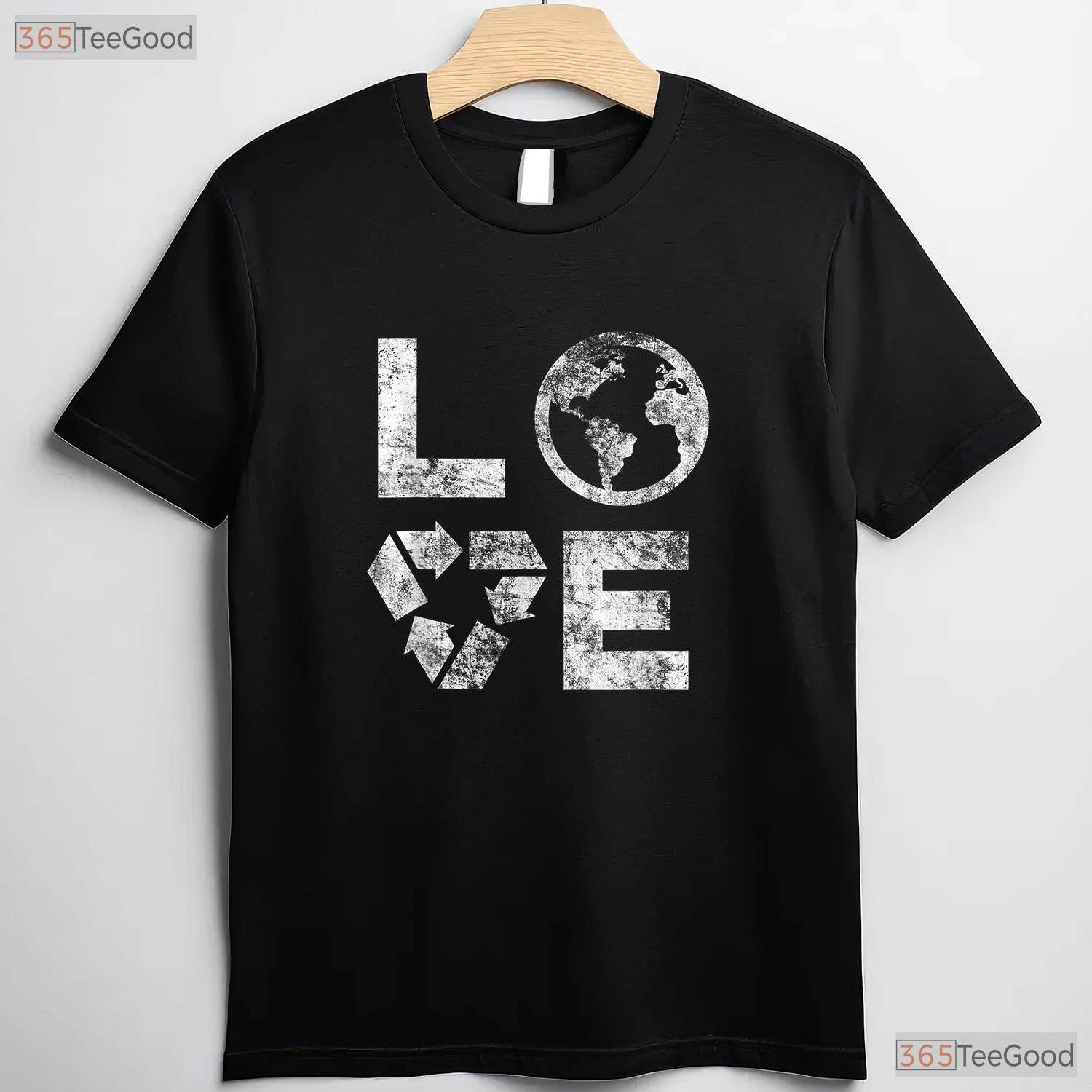 Love Earth Day 90s Vintage T-Shirt Recycle Symbol Teacher Student Gift Tee