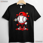 Baseball Drip Ice Cream Apparel T-Shirt Youth Boy Valentine Sports Gift Tee