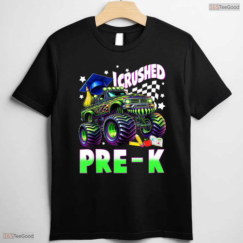 Awesome I Crushed Pre-K Monster Truck Graduation Boys Kids Party T-Shirt