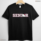 Cute Kawaii Cat Senior Collegiate Lettering Animal Head Graduation T-Shirt