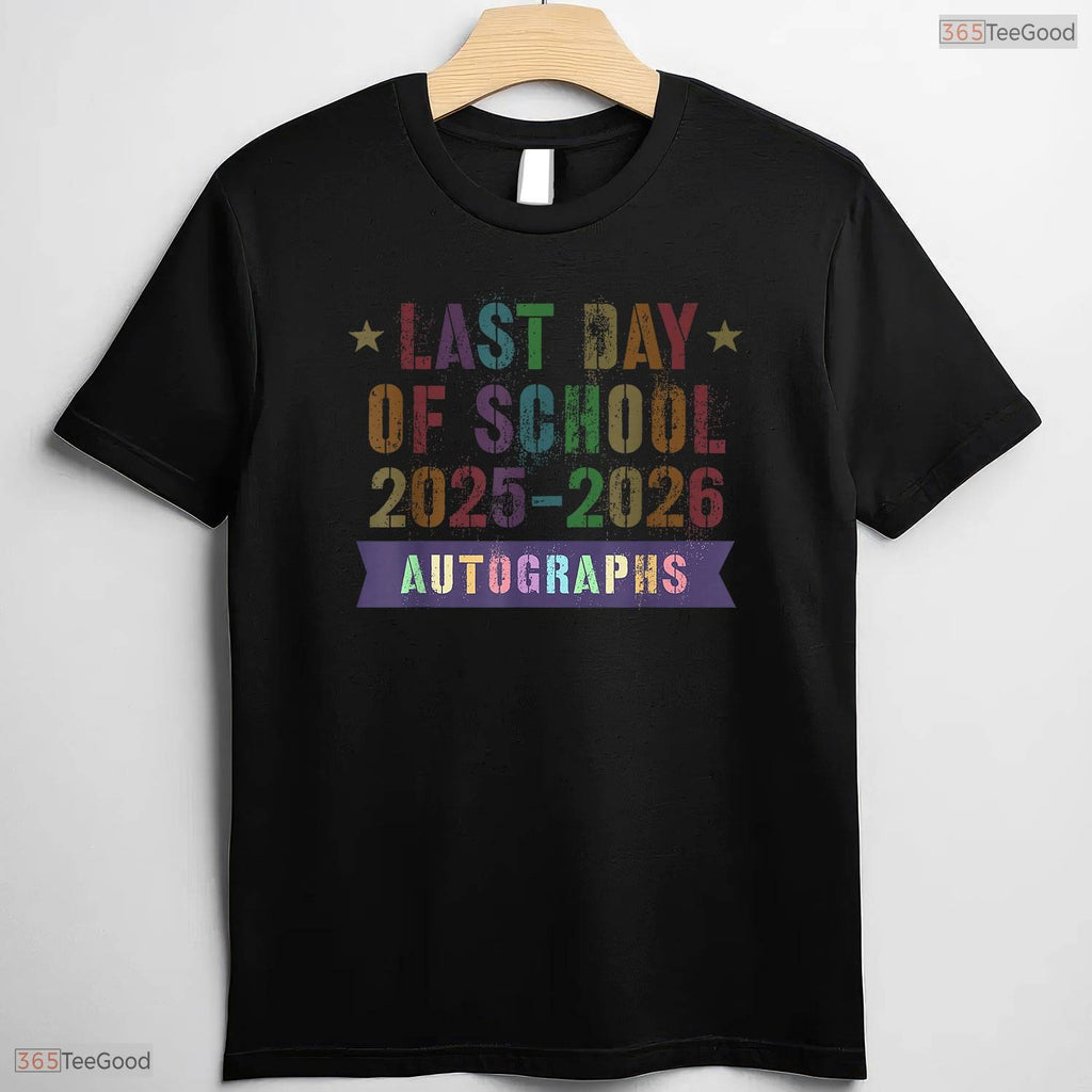 Interactive Goodbye School Last Day 2026 Kids Sign My Autographs T-Shirt