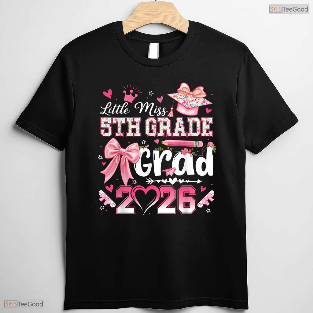 Cute Little Miss 5th Grade Grad 2026 Girls Kids Graduation Ceremony T-Shirt