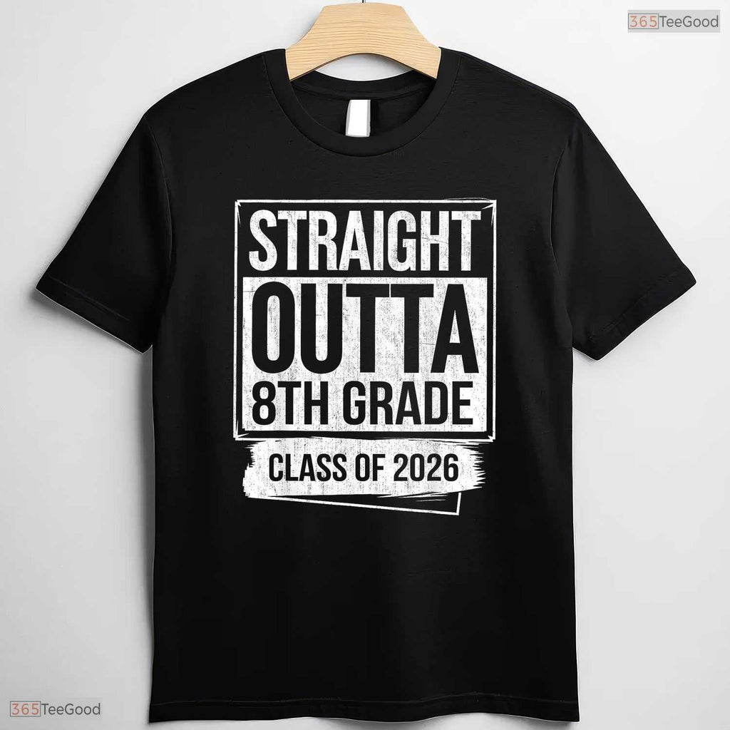 Cool Straight Out Of 8th Grade Graduate Class Of 2026 Graduation T-Shirt