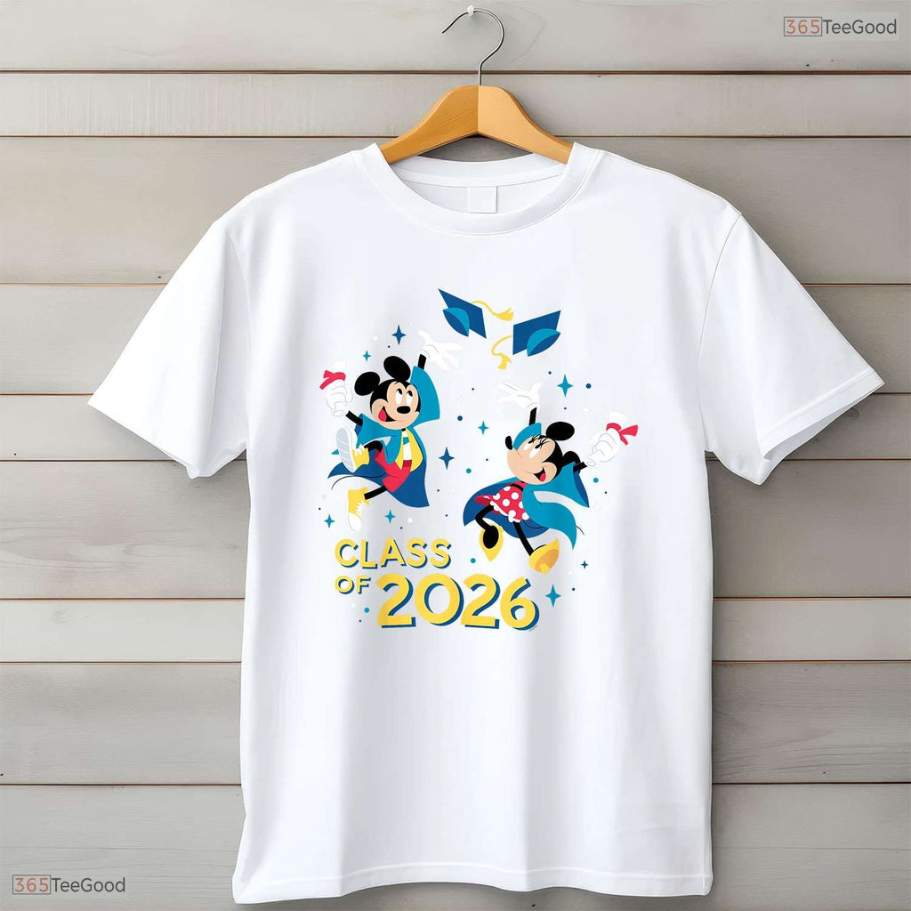 Cute Cartoon Mouse Couple Graduation Class Of 2026 New Grad Party T-Shirt