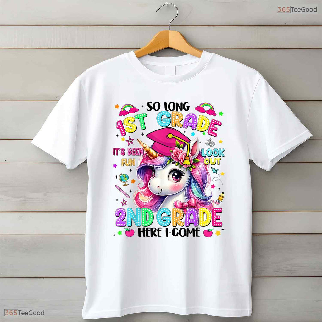 Cute So Long 1st Grade 2nd Grade Here I Come Girls Graduation Celebration T-Shirt