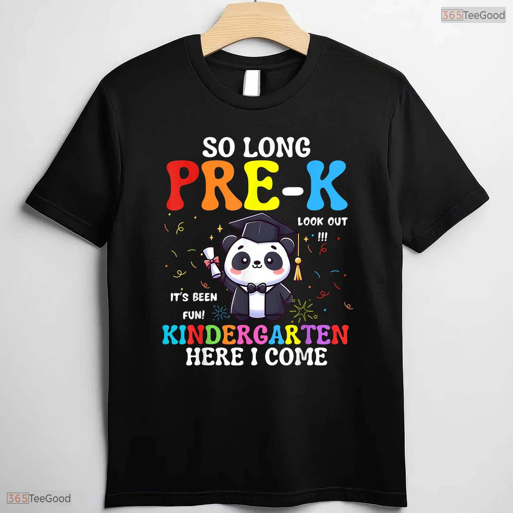 Cute Panda Theme So Long Pre-K Kindergarten Here I Come Graduation T-Shirt