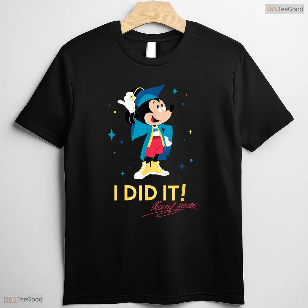 Cute Cartoon Mouse I Did It Graduation Cap And Gown Celebration T-Shirt