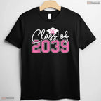 Trendy Class Of 2039 Grow With Me Graduation Pink Bow Girls Photo T-Shirt