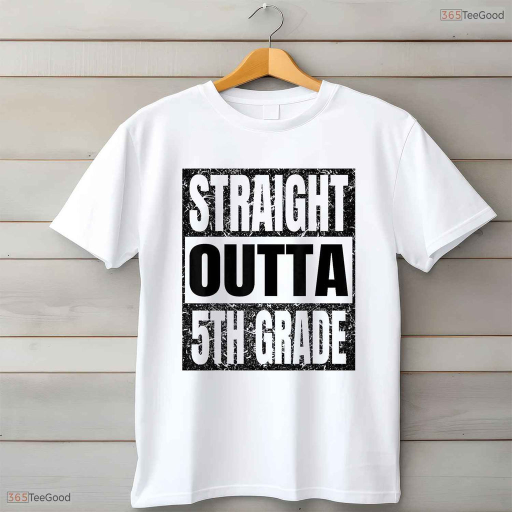 Retro Straight Out Of 5th Grade Graduation Gifts Grad Class 2026 Boy T-Shirt