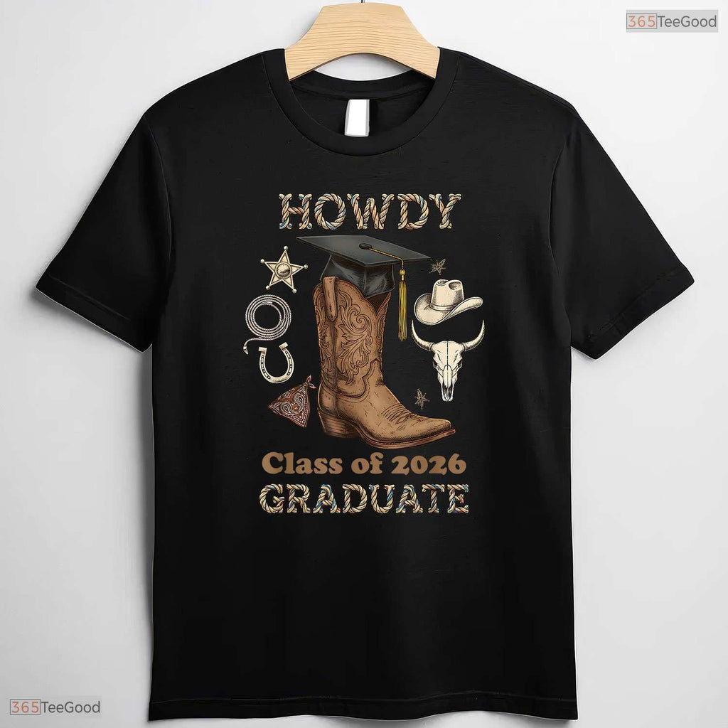 Country Howdy Class Of 2026 Graduate Western Cowboy Boot Graduation Party T-Shirt