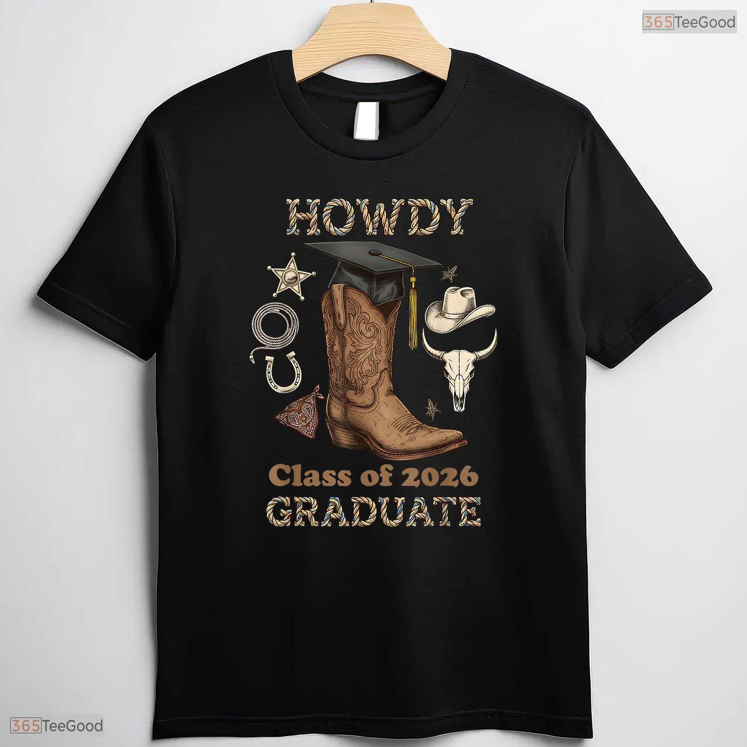 Country Howdy Class Of 2026 Graduate Western Cowboy Boot Graduation Party T-Shirt