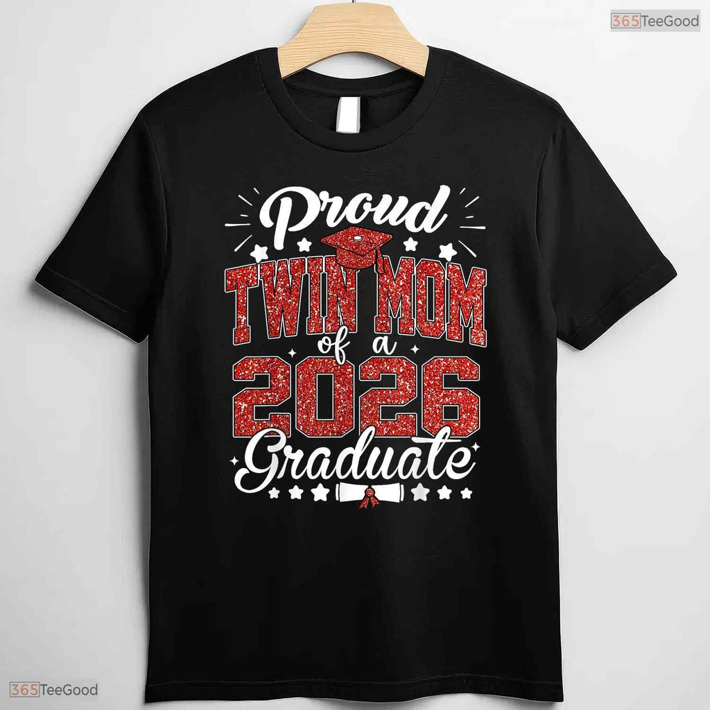 Awesome Proud Twin Mom Of A Class Of 2026 Graduate Senior Grad Family Party T-Shirt