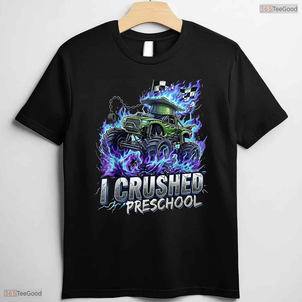 Fun I Crushed Preschool Graduation 2026 Big Truck Preschool Boys Party T-Shirt
