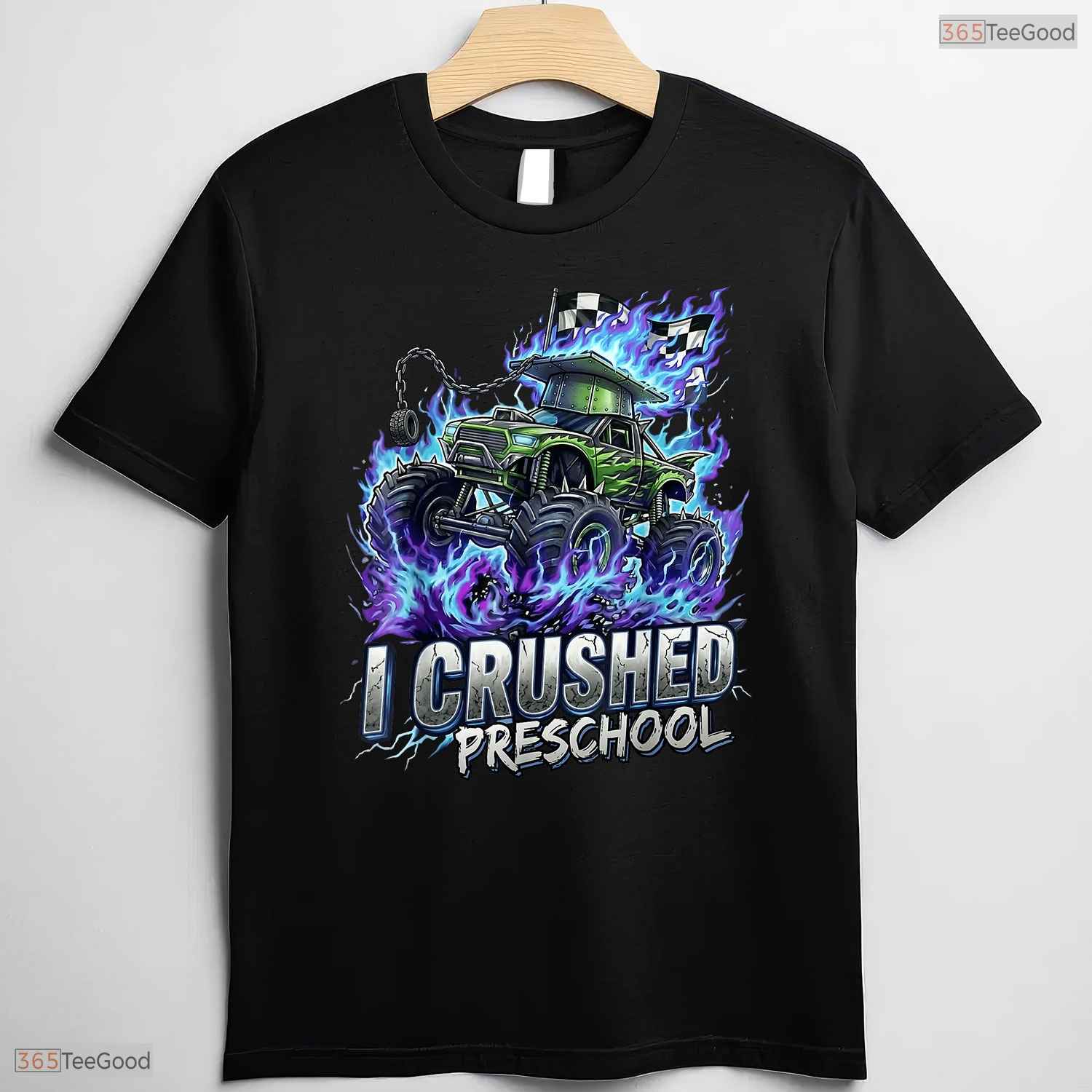 Fun I Crushed Preschool Graduation 2026 Big Truck Preschool Boys Party T-Shirt