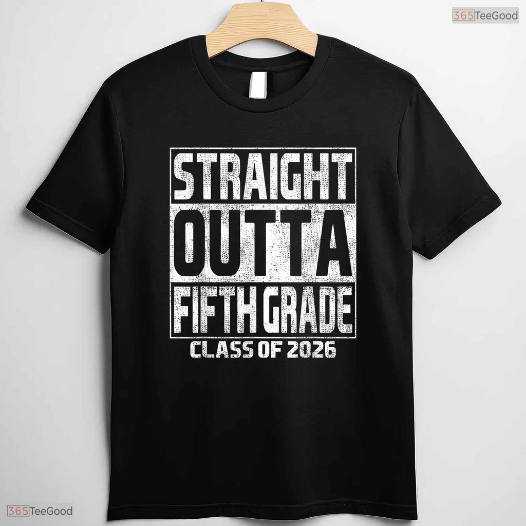 Cool Straight Outta Fifth Grade Graduation Class 2026 5th Grade Party T-Shirt