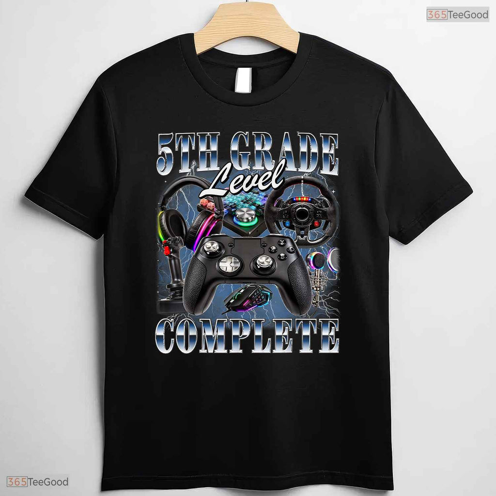 Video Gamer 5th Grade Level Complete Graduation Fifth Graders Boy Party T-Shirt