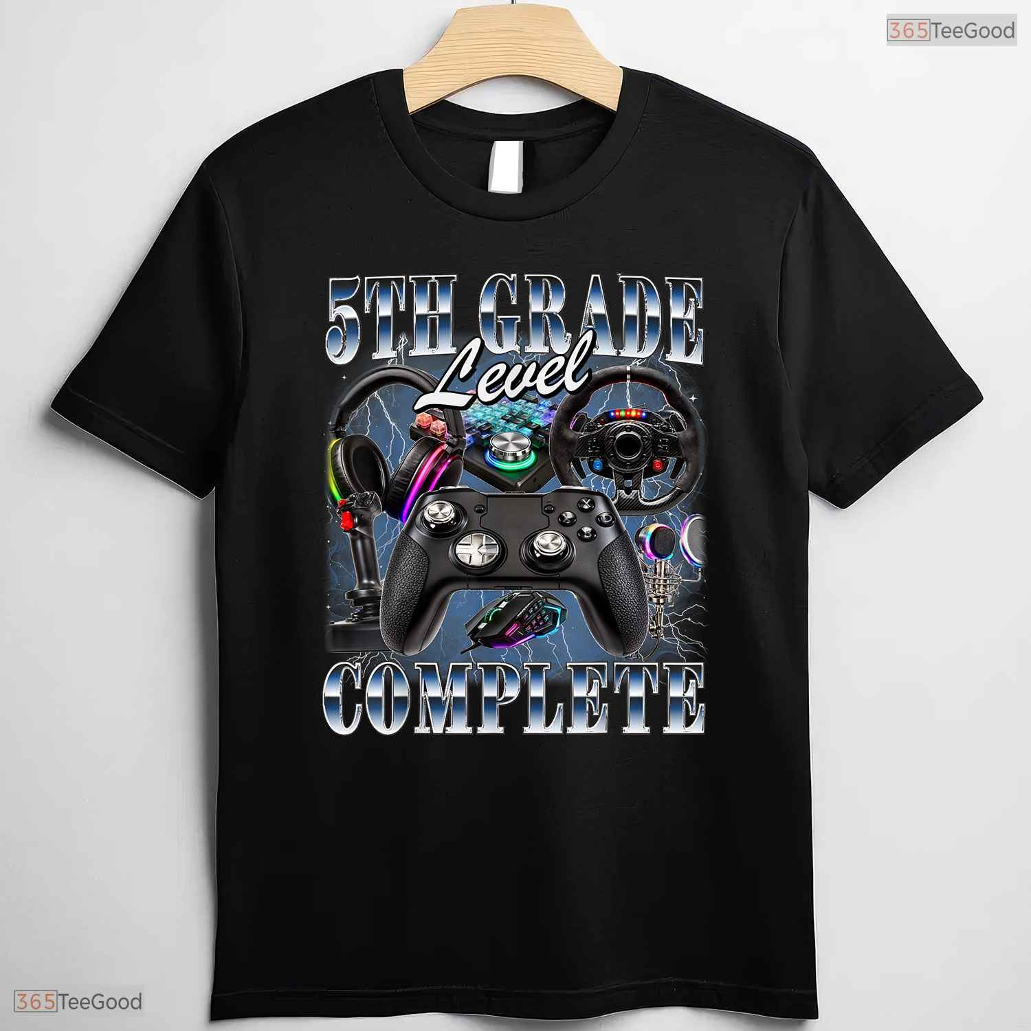 Video Gamer 5th Grade Level Complete Graduation Fifth Graders Boy Party T-Shirt