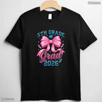 Cute Pink Coquette Bow 5th Grade Graduation 2026 Elementary School Girls T-Shirt