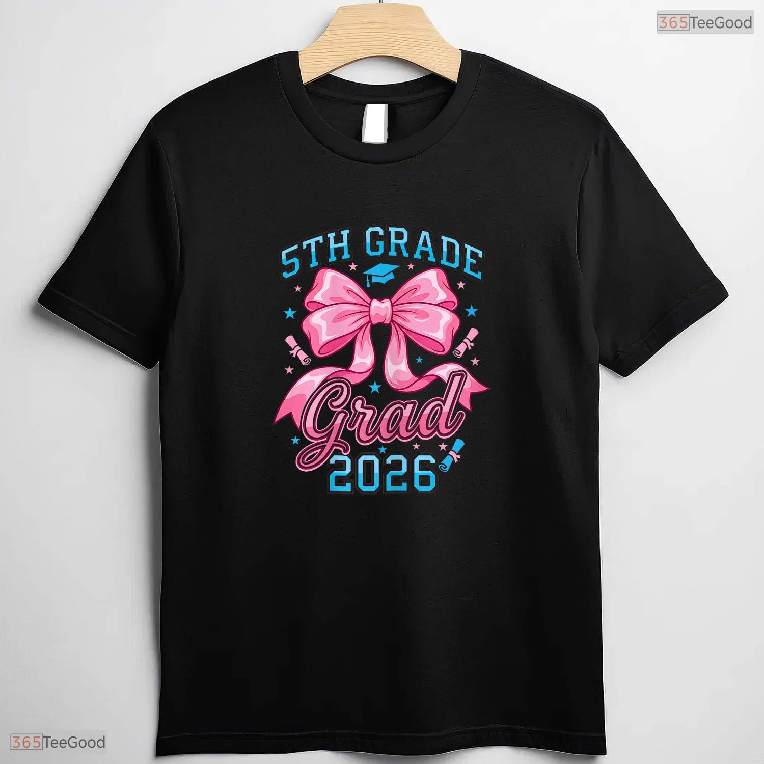 Cute Pink Coquette Bow 5th Grade Graduation 2026 Elementary School Girls T-Shirt