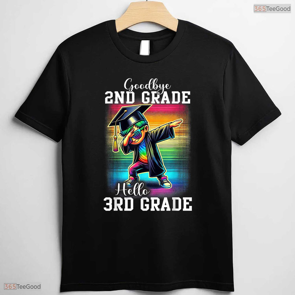 Goodbye 2nd Grade Hello 3rd Grade Dabbing Boy Colorful Last Day Of School T-Shirt