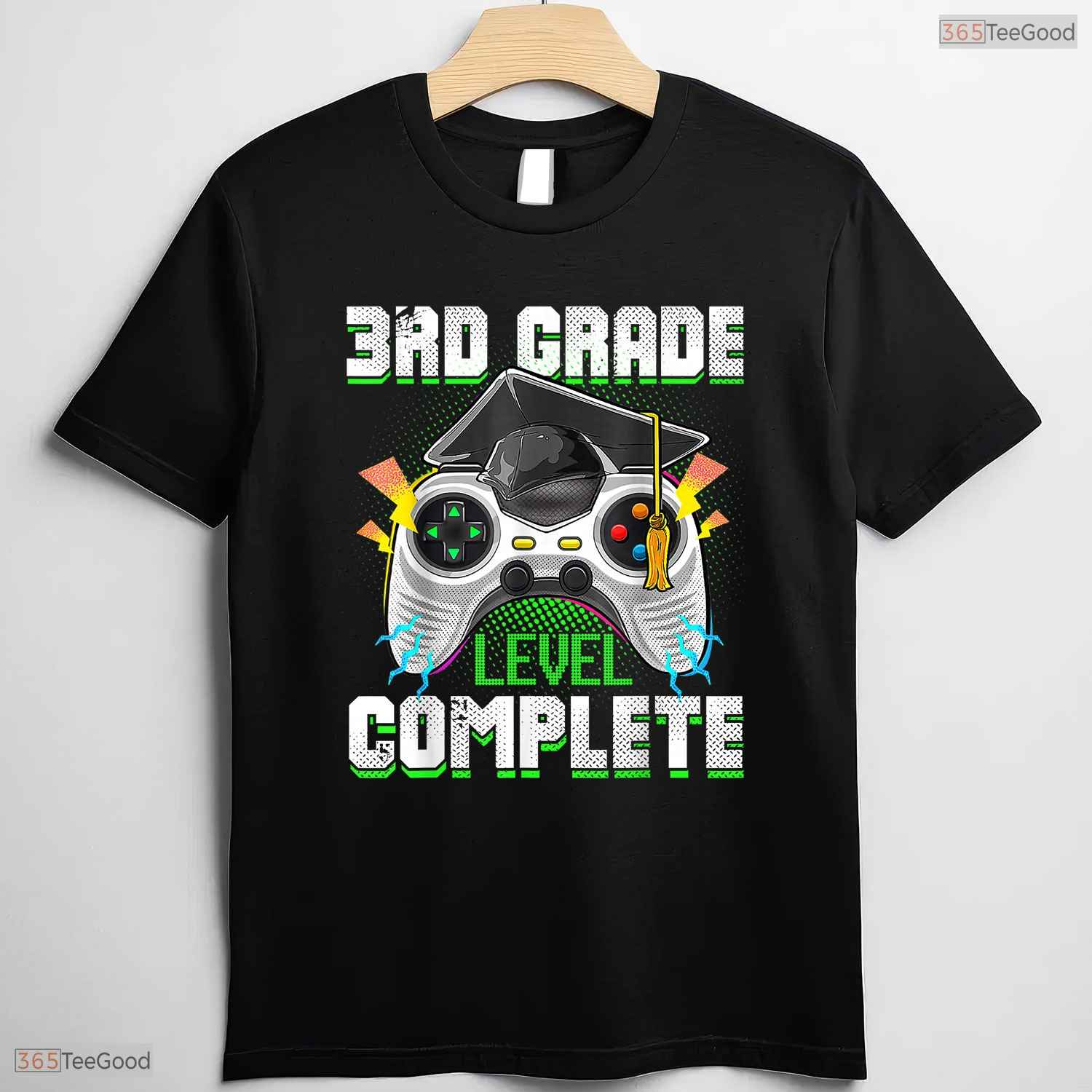 3rd Grade Level Complete Funny Third Grade Video Gamer Boys Graduation Party Shirt