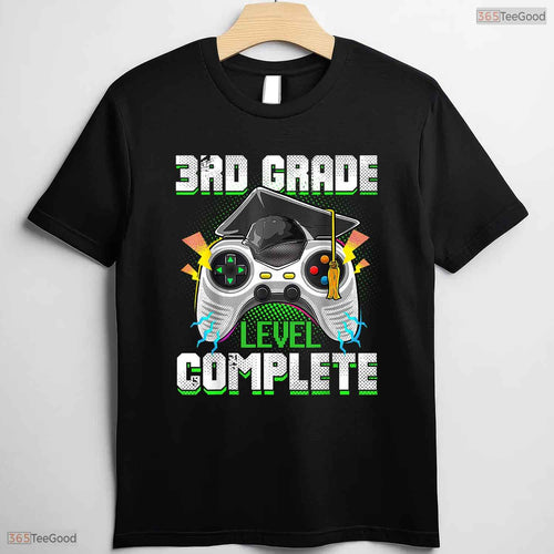 3rd Grade Level Complete Funny Third Grade Video Gamer Boys Graduation Party Shirt