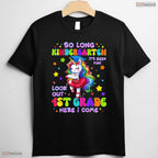 Cute Unicorn Kindergarten Graduation 2026 Hello First Grade Girls Ceremony T-Shirt