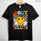 Groovy Peace Out Kindergarten Last Day Of School Retro Graduation Kids Shirt