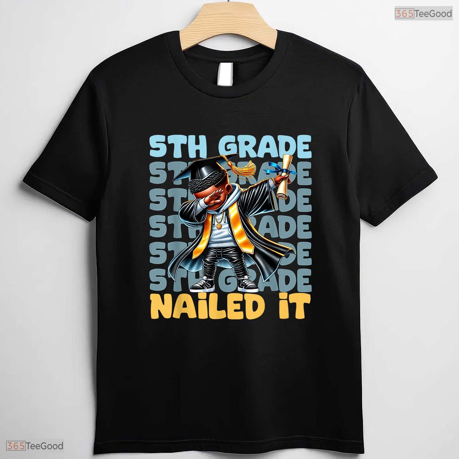 Dabbing Boy 5th Grade Nailed It Class Of 2025 Elementary Graduation T-Shirt