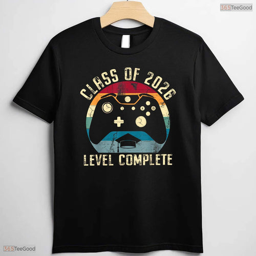 Awesome Class of 2026 Level Complete Video Gamer Senior Graduation T-Shirt