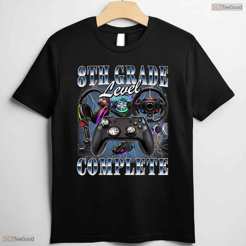 8th Grade Level Complete Funny Video Gamer Eighth Grader Graduation T-Shirt