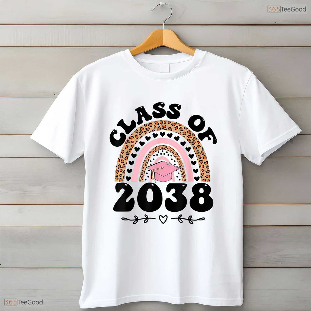 Class Of 2038 Grow With Me Rainbow Back To School Kindergarten Graduation Shirt