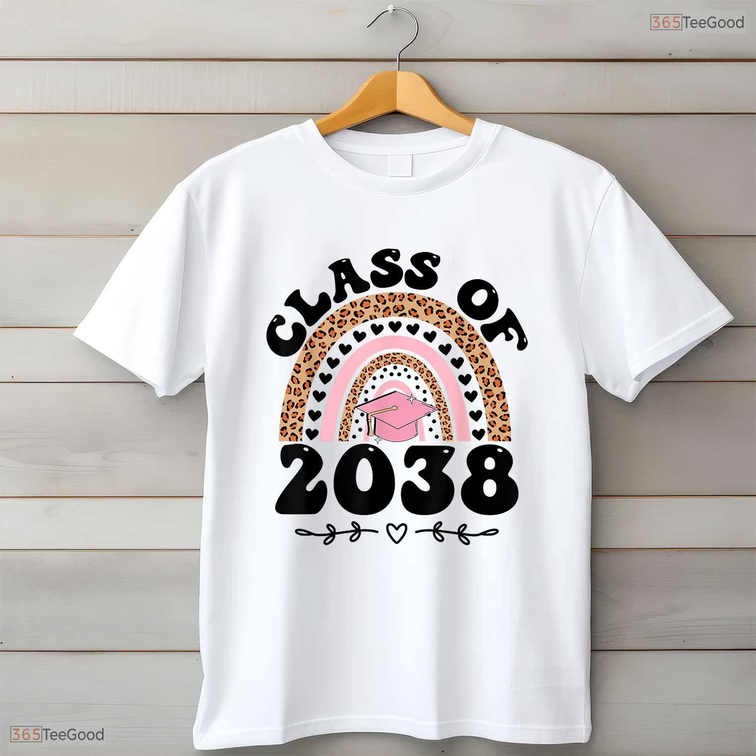 Class Of 2038 Grow With Me Rainbow Back To School Kindergarten Graduation Shirt