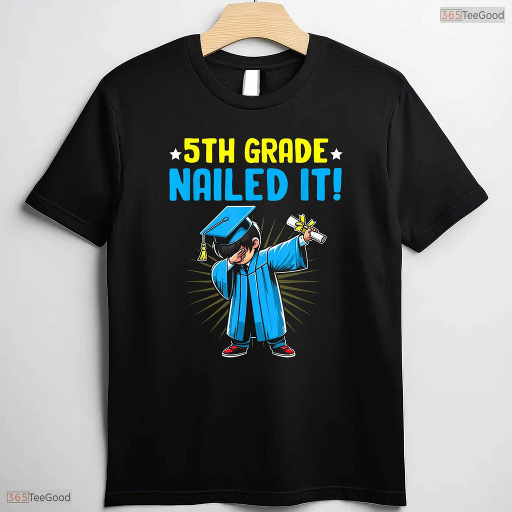 Funny Dabbing Boy 5th Grade Nailed It Elementary School Youth Graduation Shirt
