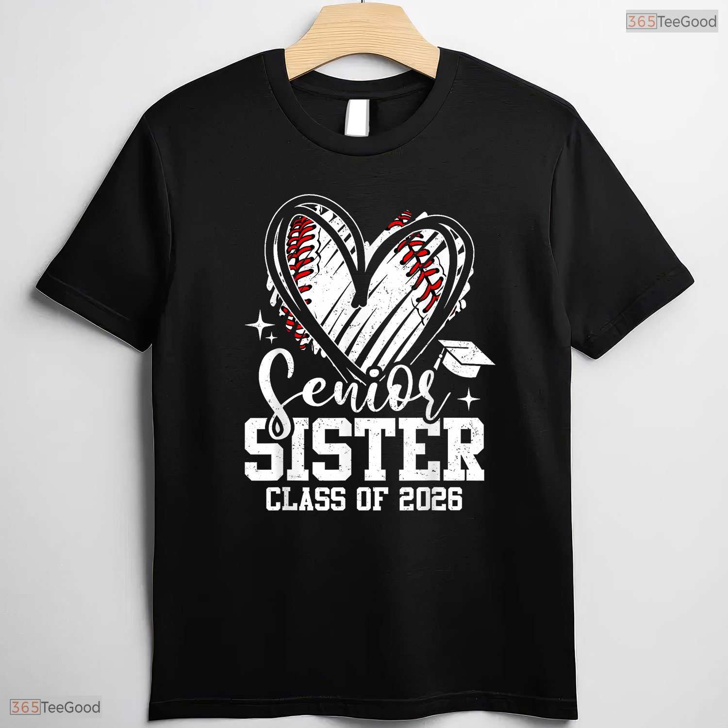 Senior Sister Class Of 2026 Baseball Heart Sports Family Graduation T-Shirt