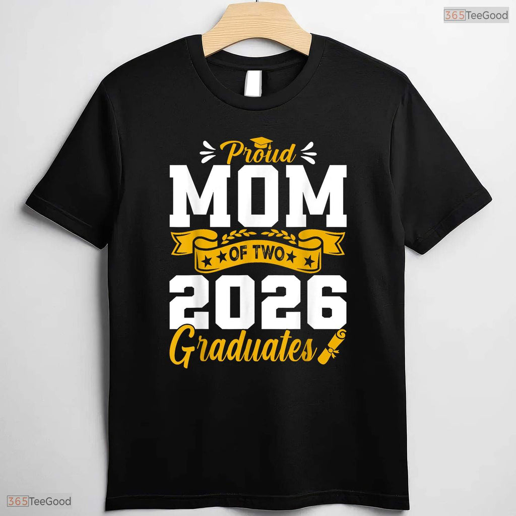 Proud Mom Of Two 2026 Graduates Twins High School Graduation Party T-Shirt