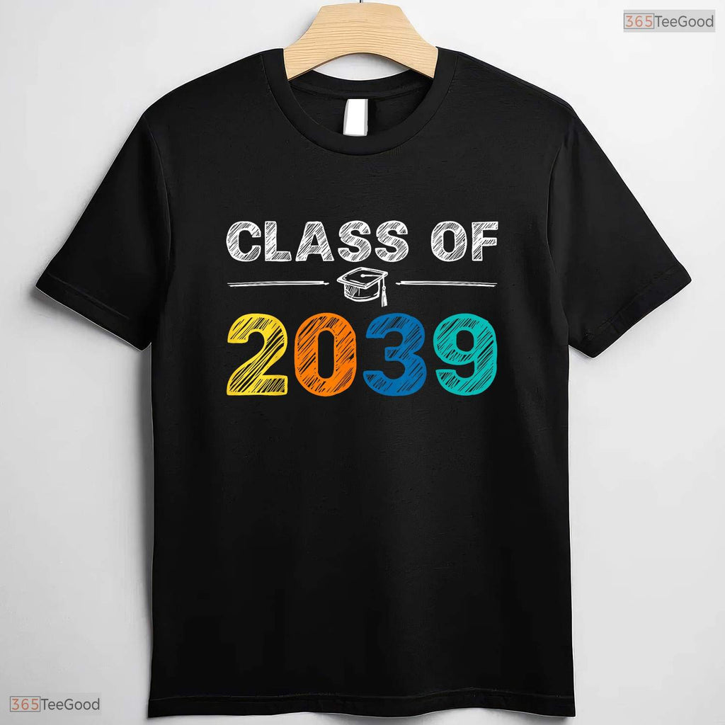 Class Of 2039 Grow With Me First Day Of School Oversized Youth Graduation Shirt