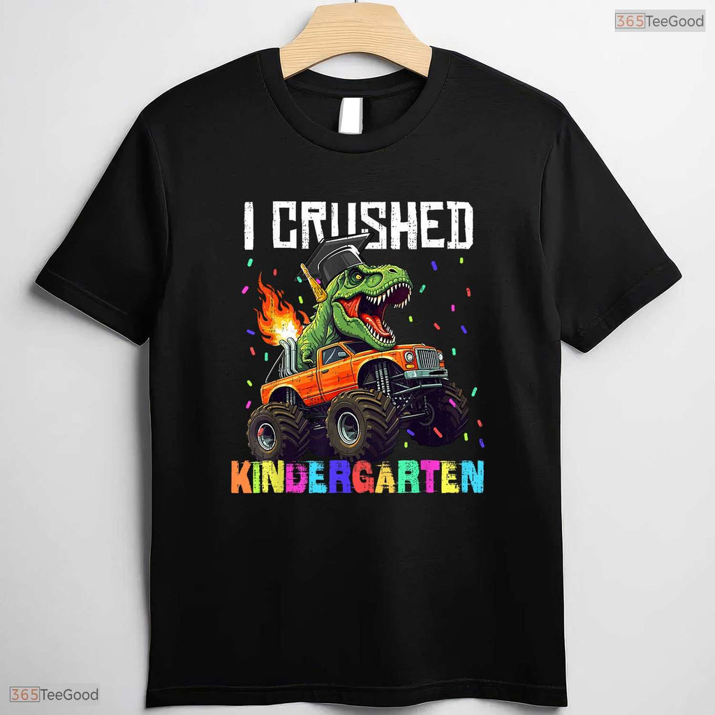 I Crushed Kindergarten Cute T Rex Truck Boys Moving Up Graduation Youth Shirt