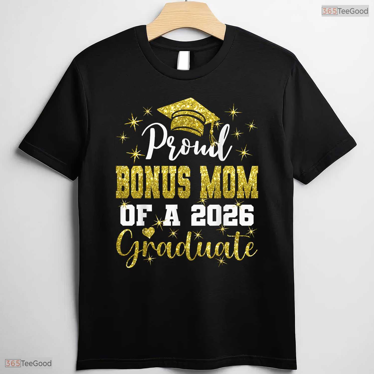 Super Proud Bonus Mom Of A 2026 Graduate High School Senior Family Party Shirt