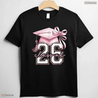 Trendy Pink Coquette Bow Senior Class Of 2026 Graduation Girls Aesthetic T-Shirt