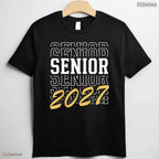 Senior Class Of 2027 Striped Graduate Student High School Celebration Apparel T-Shirt