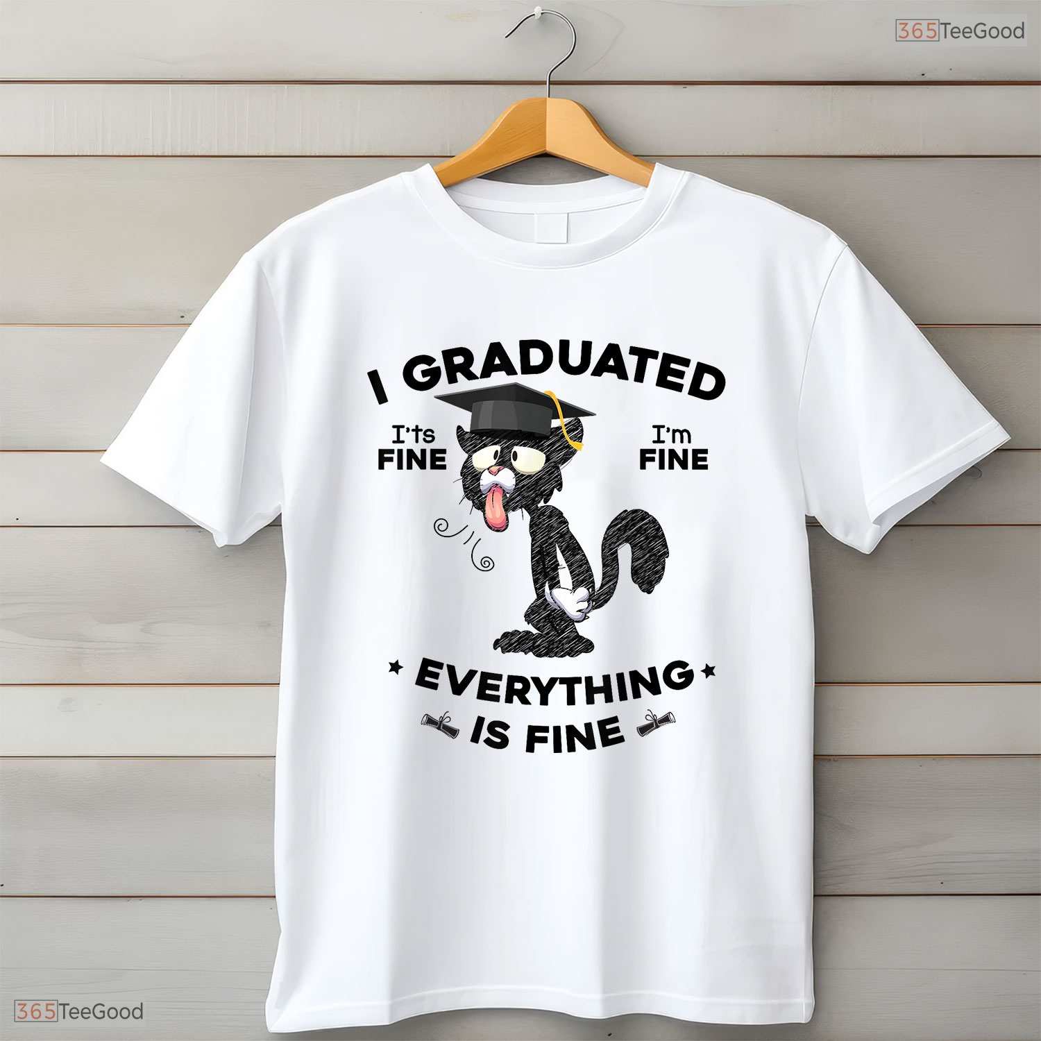 I Graduated Funny Black Cat High School College University Graduate Gag Gift T-Shirt